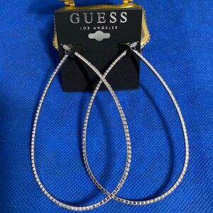 Guess Silver Pave XL Teardrop Pierced Earrings
